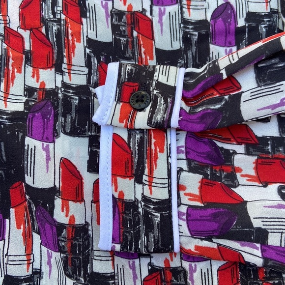 New GUESS Red/Purple Lipstick Long Sleeve Top - Picture 4 of 6
